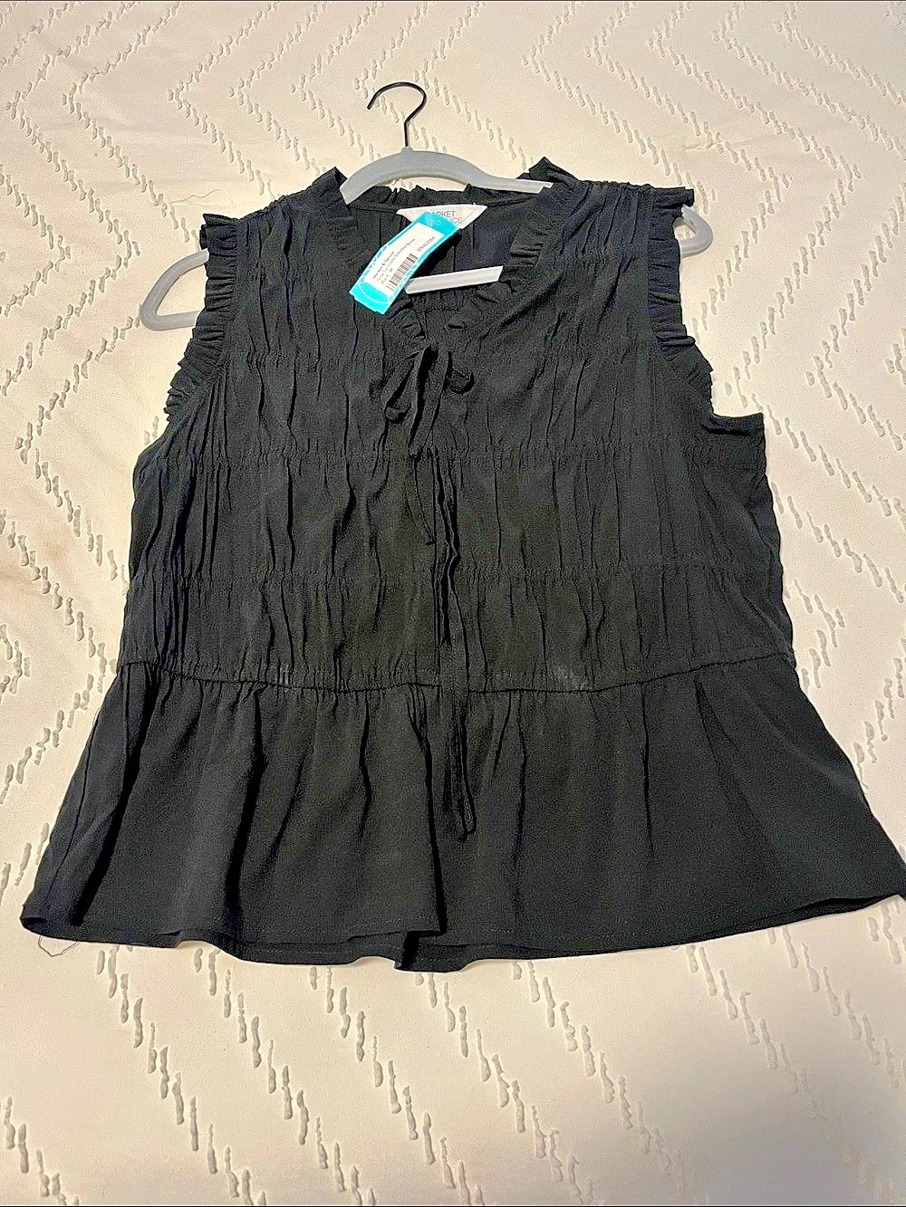 Marine Layer Black Rayon Ruffle Blouse Size Small NWT